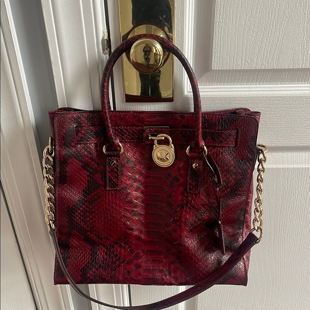 Michael Kors Red Satchel with Textured Finish
